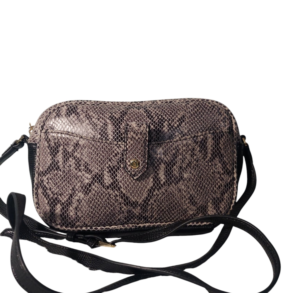 G.I.L.I. Gray and Black Snake Print Crossbody Bag with Adjustable Strap